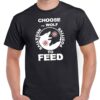 mens black coloured tshirt with a ying-yang style pair of wolves logo on the chest.