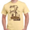 Men's vegas gold coloured tshirt with a WW2 female pilot image on the chest.