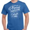 mens royal blue coloured tshirt with the words, "I'm not arguing, I'm simply explaining why I'm right" written on the chest.