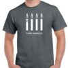 Men's charcoal coloured tshirt with 4 candles and the words fork handles image on the chest.