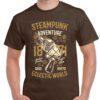Men's dark chocolate coloured tshirt with a steampunk ray-gun on the chest.