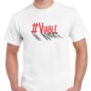 Men's white coloured tshirt with "# viable" with a shadow image on the chest.