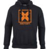 Unisex black coloured hoody with a hazmat irritant symbol image on the chest.