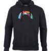 Unisex black coloured hoody with a gratitude rainbow image on the chest.