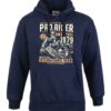 Unisex navy coloured hoody with a prorider image on the chest.
