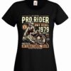 Women's black coloured tshirt with a prorider bmx image on the chest.